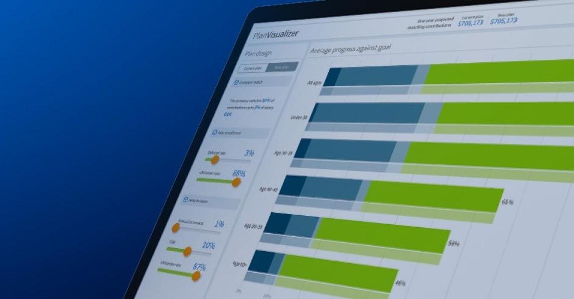 Computer screen with bar graphs